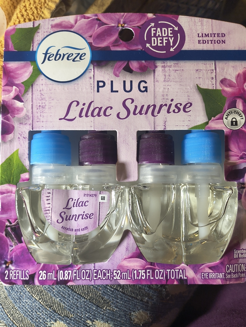 Febreze Lilac Sunrise Plug Scented Oil Refills - Purple & Blue Caps